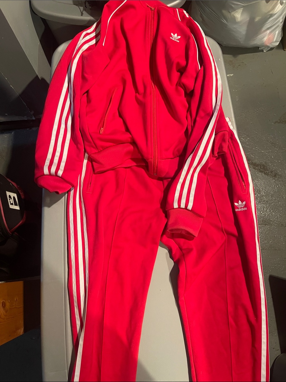 Adidas women red tracksuit